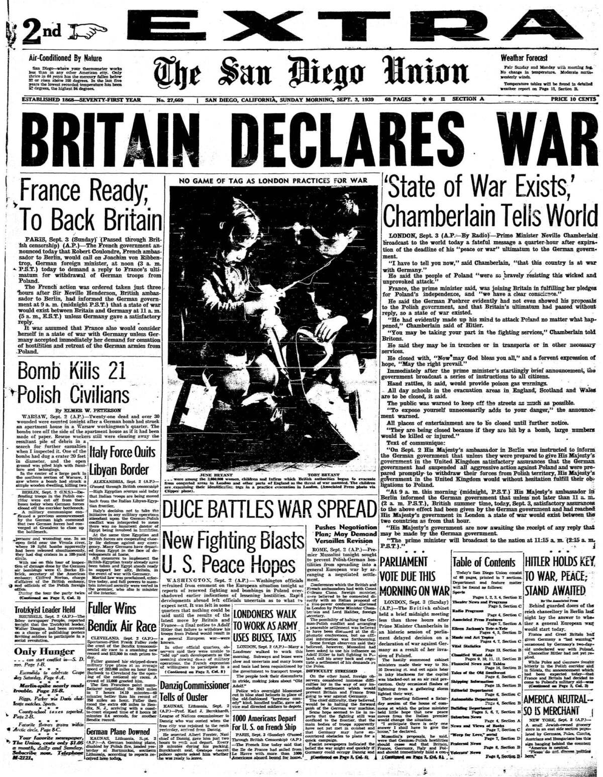 September 3, 1939: World War II begins - The San Diego Union